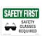 Signmission OSHA Sign, Glasses Required W/ Symbol, 18in X 12in Aluminum, 18" W, 12" H, Landscape OS-SF-A-1218-L-10937 - alternate 1